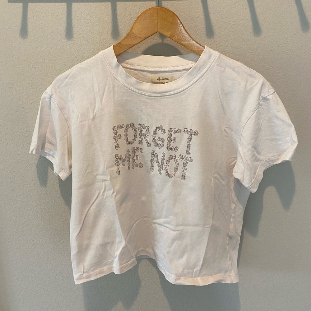 Madewell | cropped white graphic tee | size small